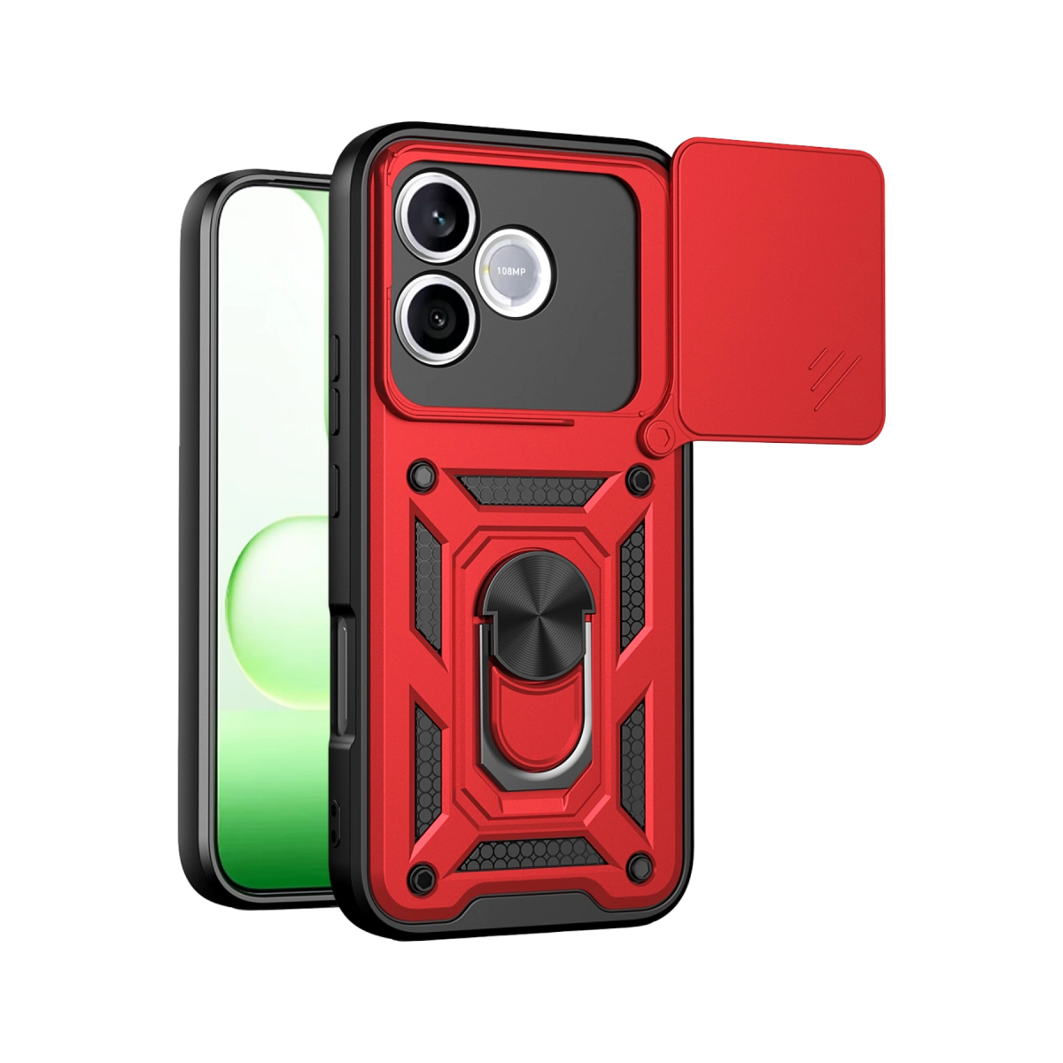 Huawei Honor 600 Lite Pars Lens Yüzüklü Silikon - Kırmızı