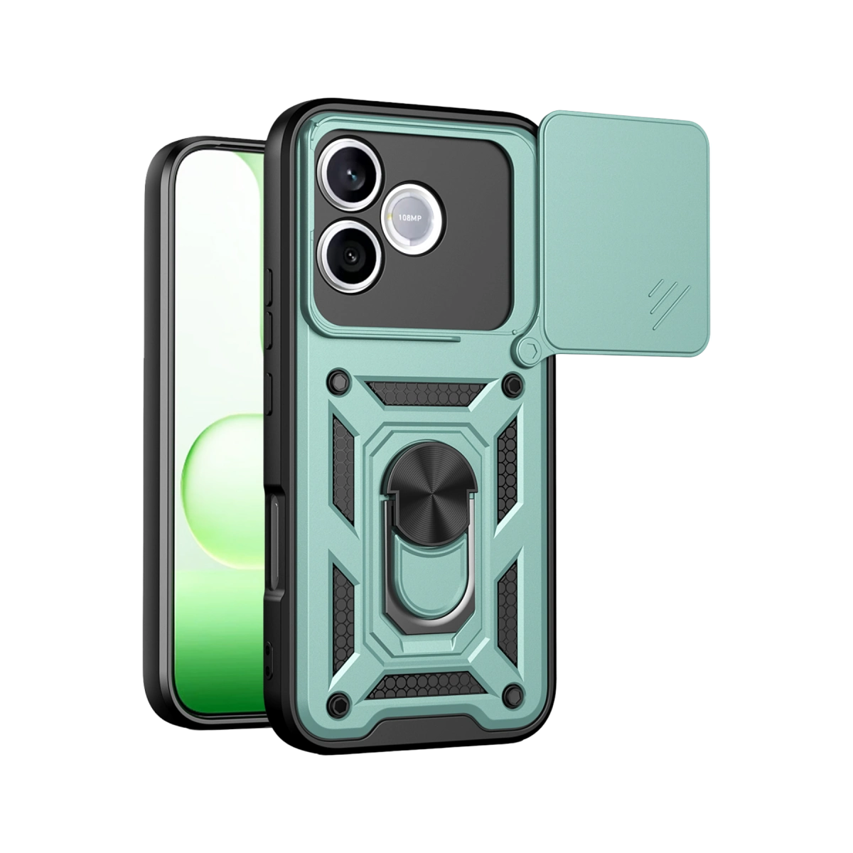 Huawei Honor 600 Lite Pars Lens Yüzüklü Silikon - Yeşil