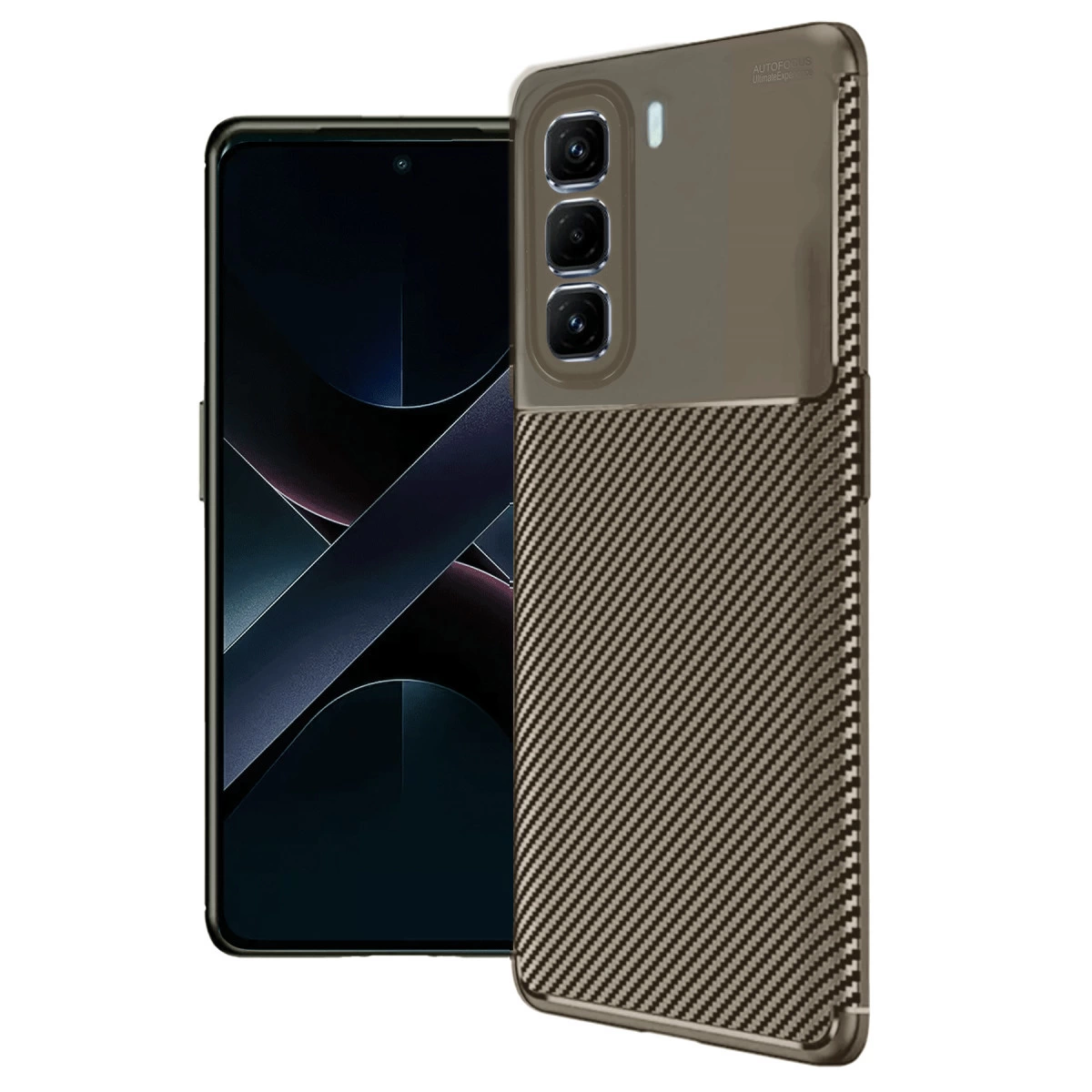 İnfinix Hot 50 4g Kılıf Auto Focus Karbon Kapak - Kahverengi