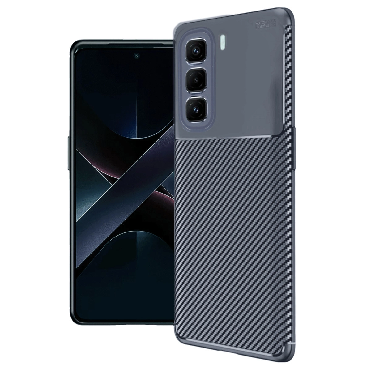 İnfinix Hot 50 4g Kılıf Auto Focus Karbon Kapak - Lacivert