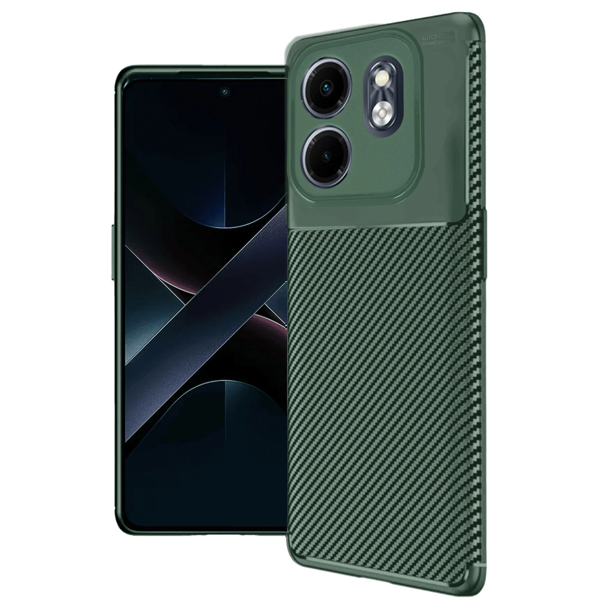 İnfinix Hot 50i 4g Kılıf Auto Focus Karbon Kapak - Koyu Yeşil