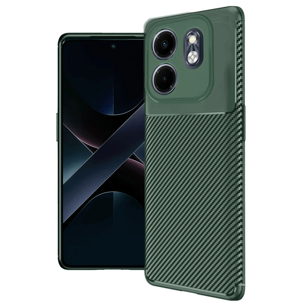 İnfinix Hot 50i 4g Kılıf Auto Focus Karbon Kapak - Koyu Yeşil