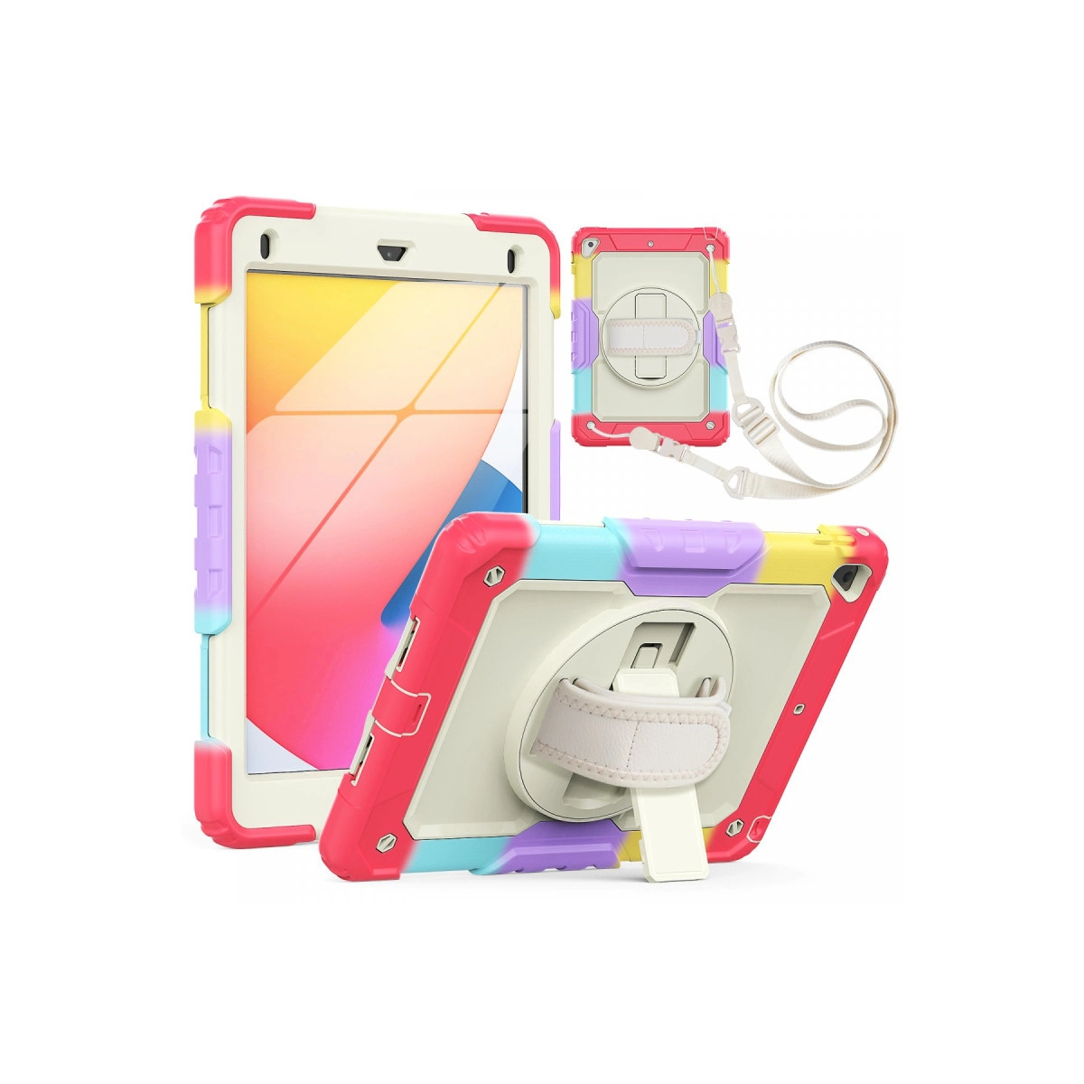 İpad 5 Air 9.7 Kılıf Tablet Rainbow Kapak - Kırmızı