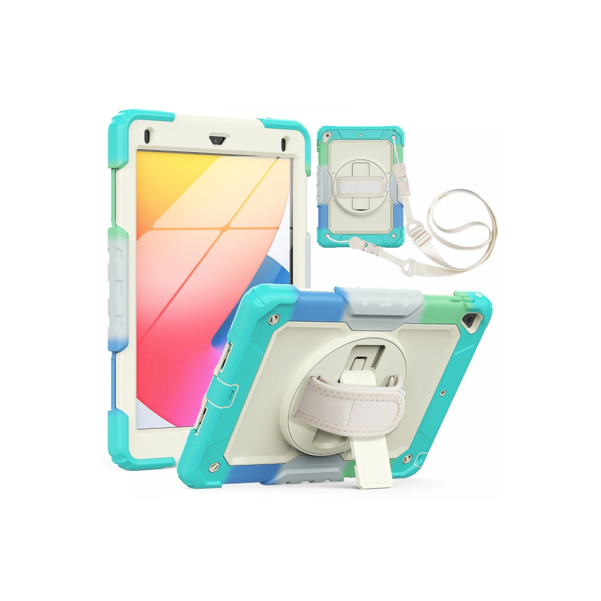 İpad 5 Air 9.7 Kılıf Tablet Rainbow Kapak - Turkuaz