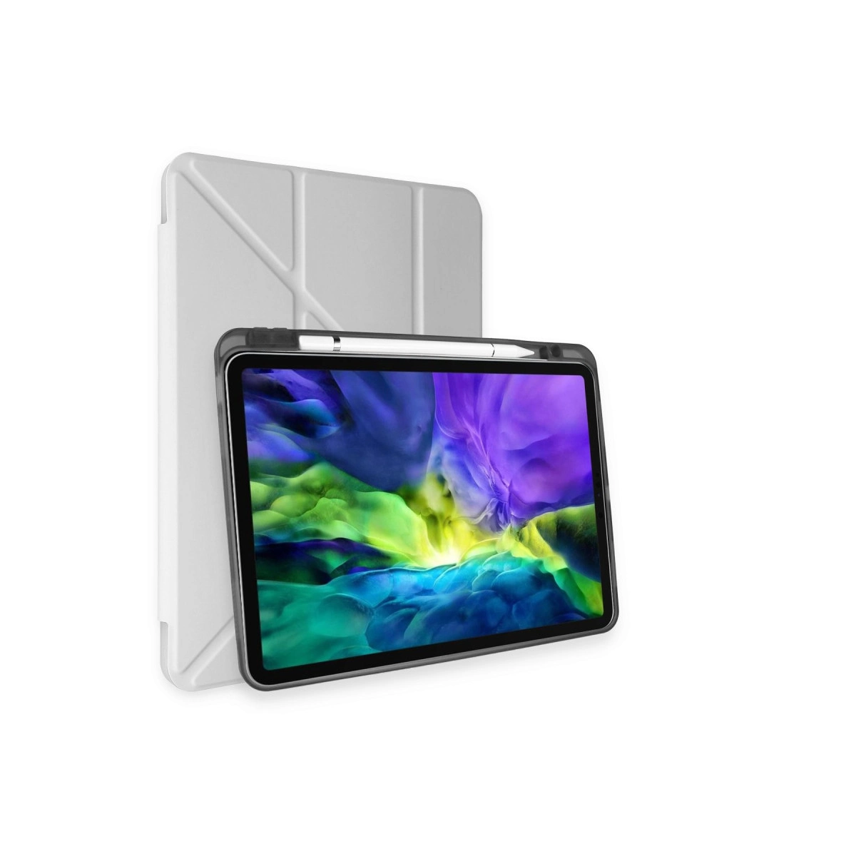 İpad Pro 11 (2018) Kılıf Kalemlikli Mars Tablet Kılıfı - Gri