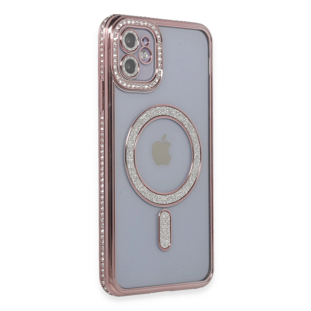 İphone 11 Kılıf Joke Simli Magneticsafe Kılıf - Pembe