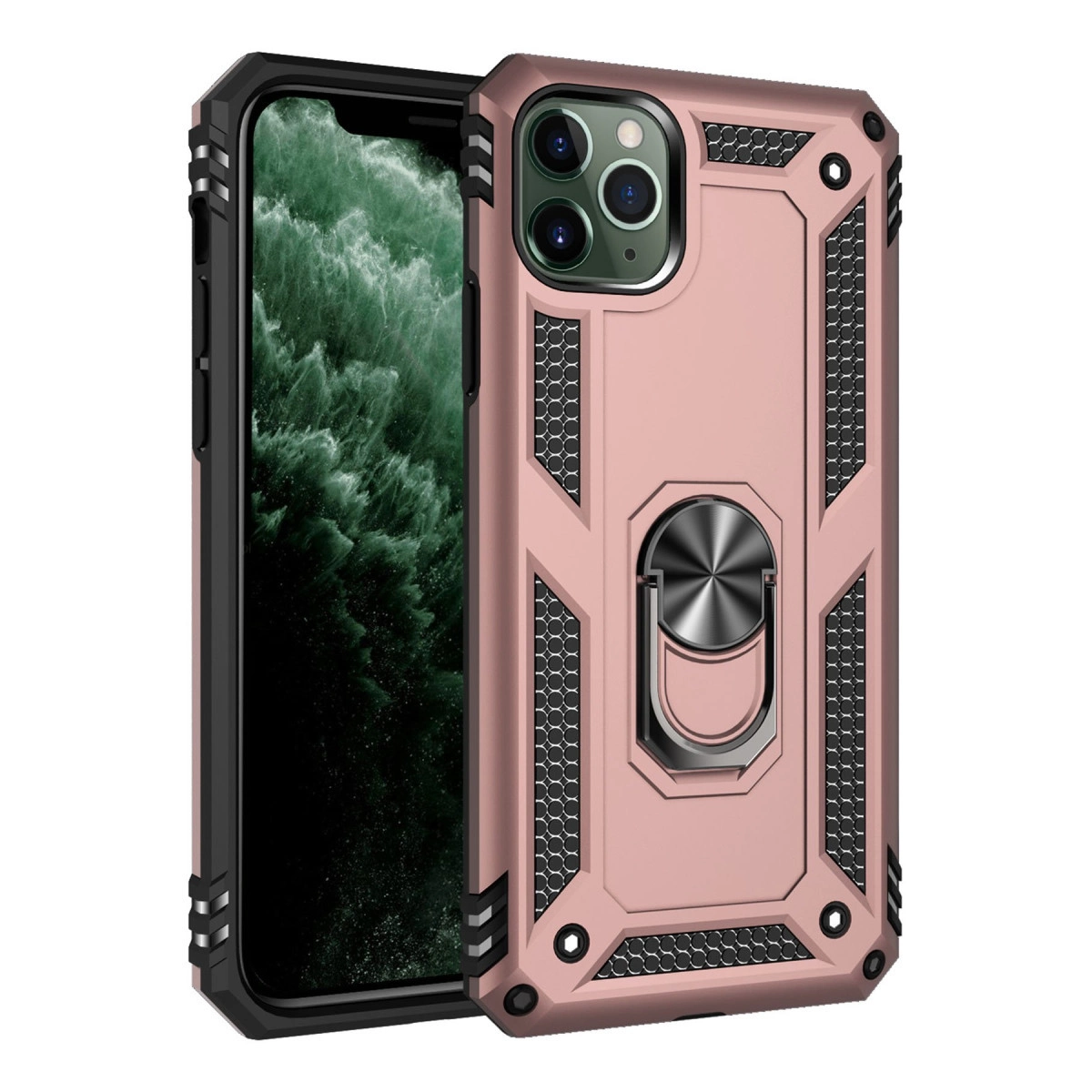 İphone 11 Pro Kılıf Sofya Yüzüklü Silikon Kapak - Rose