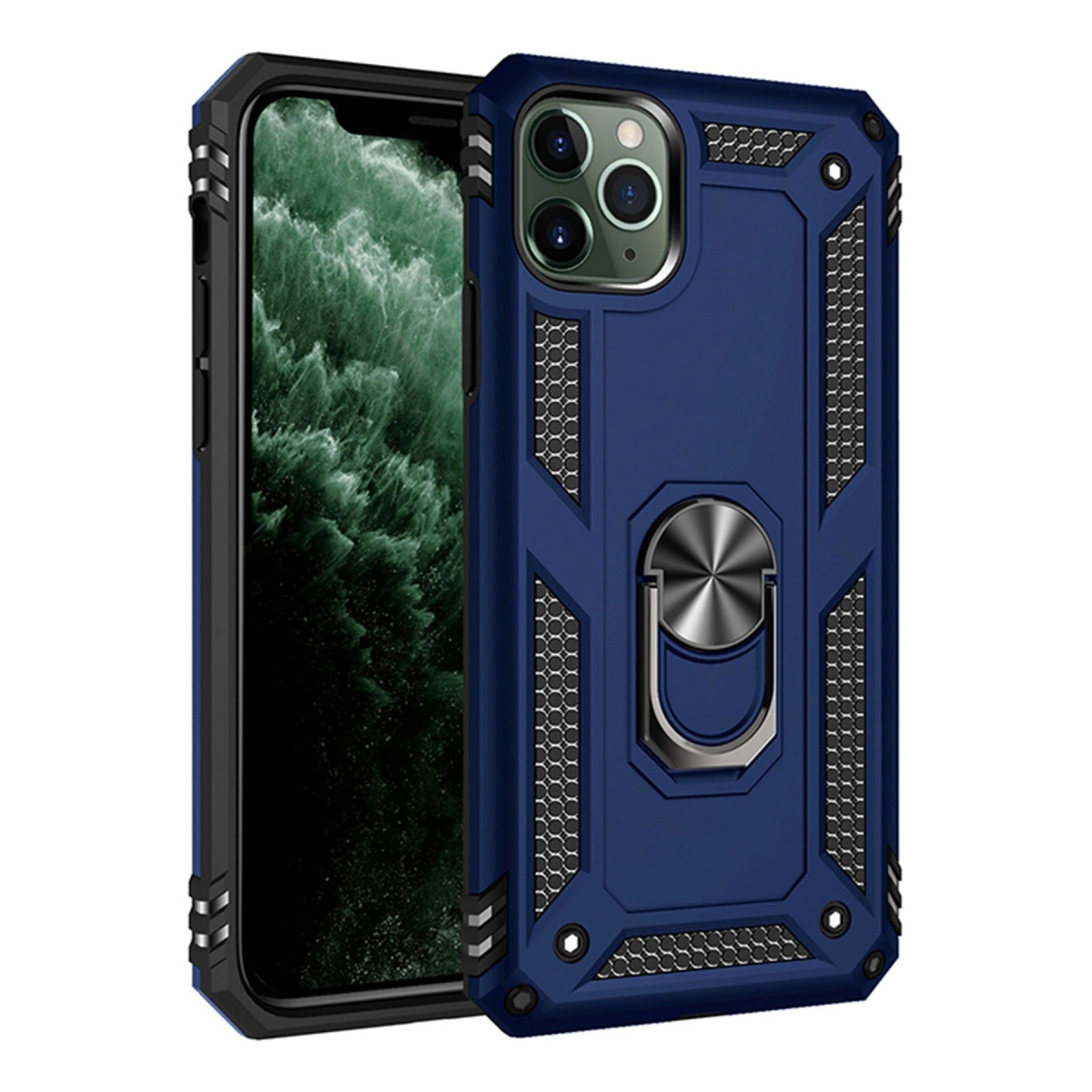 İphone 11 Pro Max Kılıf Sofya Yüzüklü Silikon Kapak - Lacivert