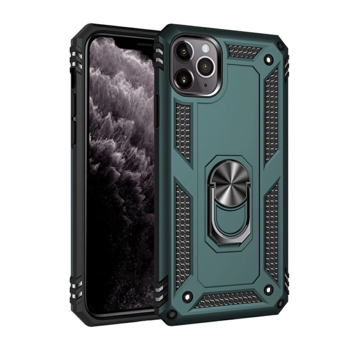 İphone 11 Pro Max Kılıf Sofya Yüzüklü Silikon Kapak - Yeşil