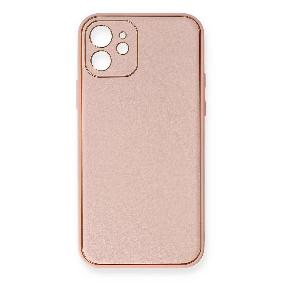 İphone 12 Kılıf Coco Deri Silikon Kapak - Pembe