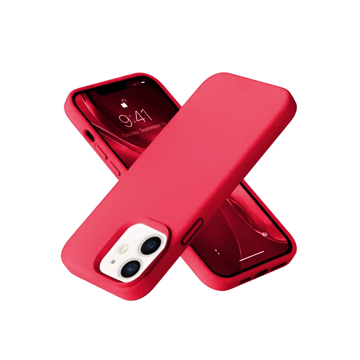 İphone 12 Kılıf Nano İçi Kadife Silikon - Kırmızı