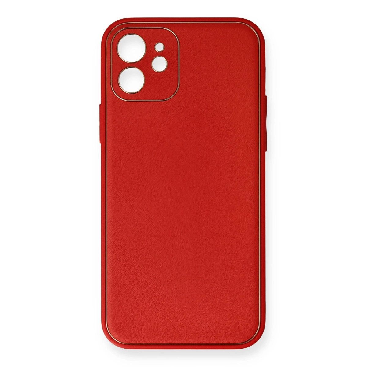 İphone 12 Mini Kılıf Coco Deri Silikon Kapak - Kırmızı