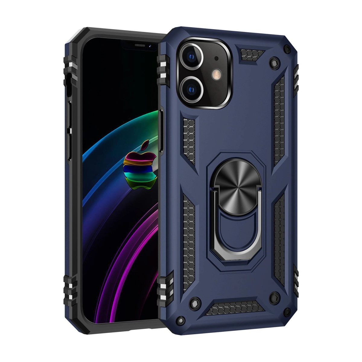 İphone 12 Mini Kılıf Sofya Yüzüklü Silikon Kapak - Lacivert