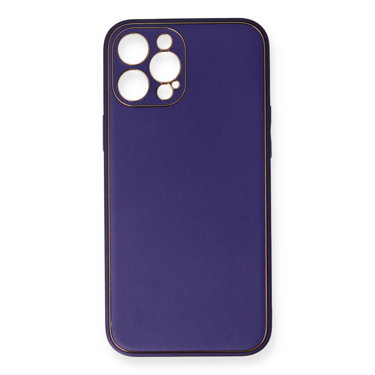İphone 12 Pro Kılıf Coco Deri Silikon Kapak - Mor