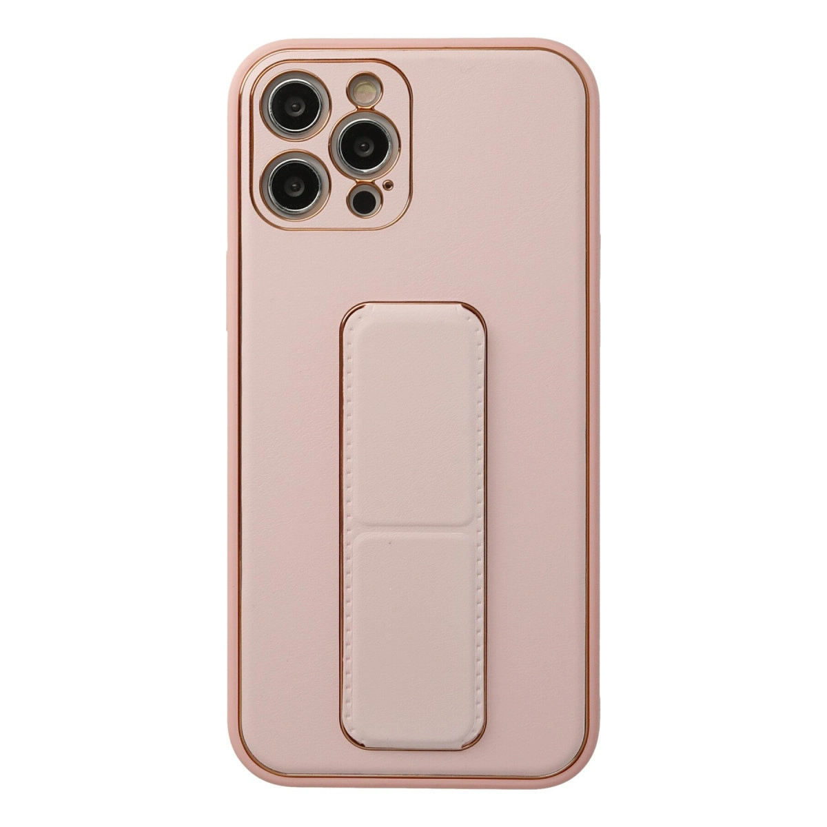İphone 12 Pro Kılıf Coco Deri Standlı Kapak - Pembe