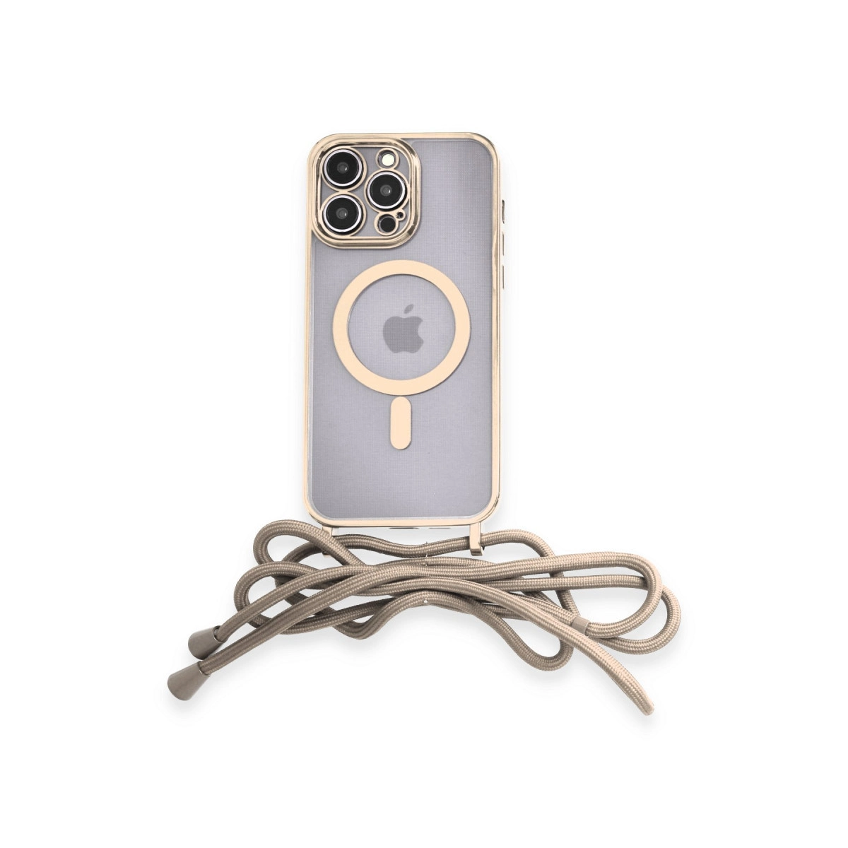 İphone 12 Pro Kılıf Divo Lazer Askılı Magsafe Kapak - Gold