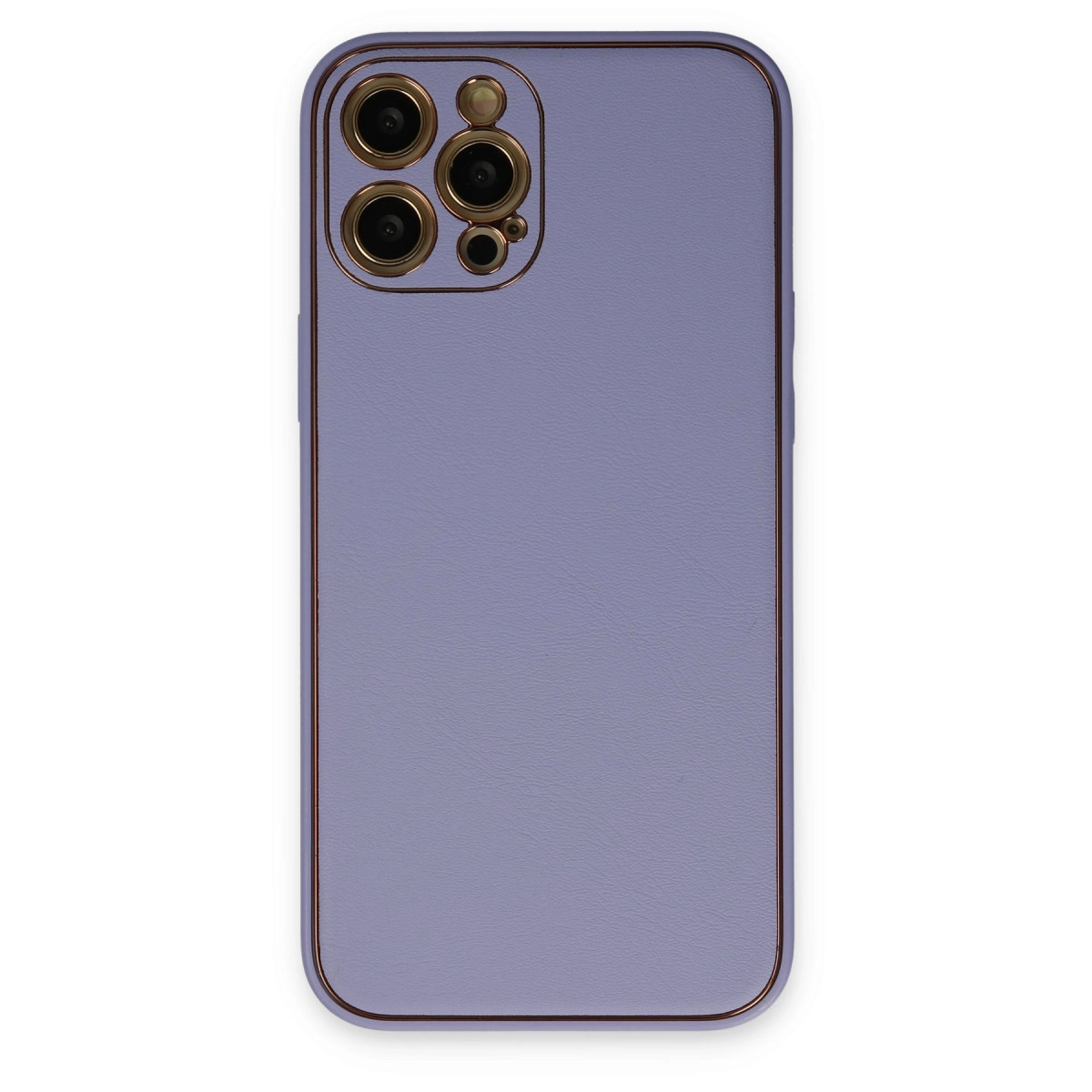 İphone 12 Pro Max Kılıf Coco Deri Silikon Kapak - Açık Lila
