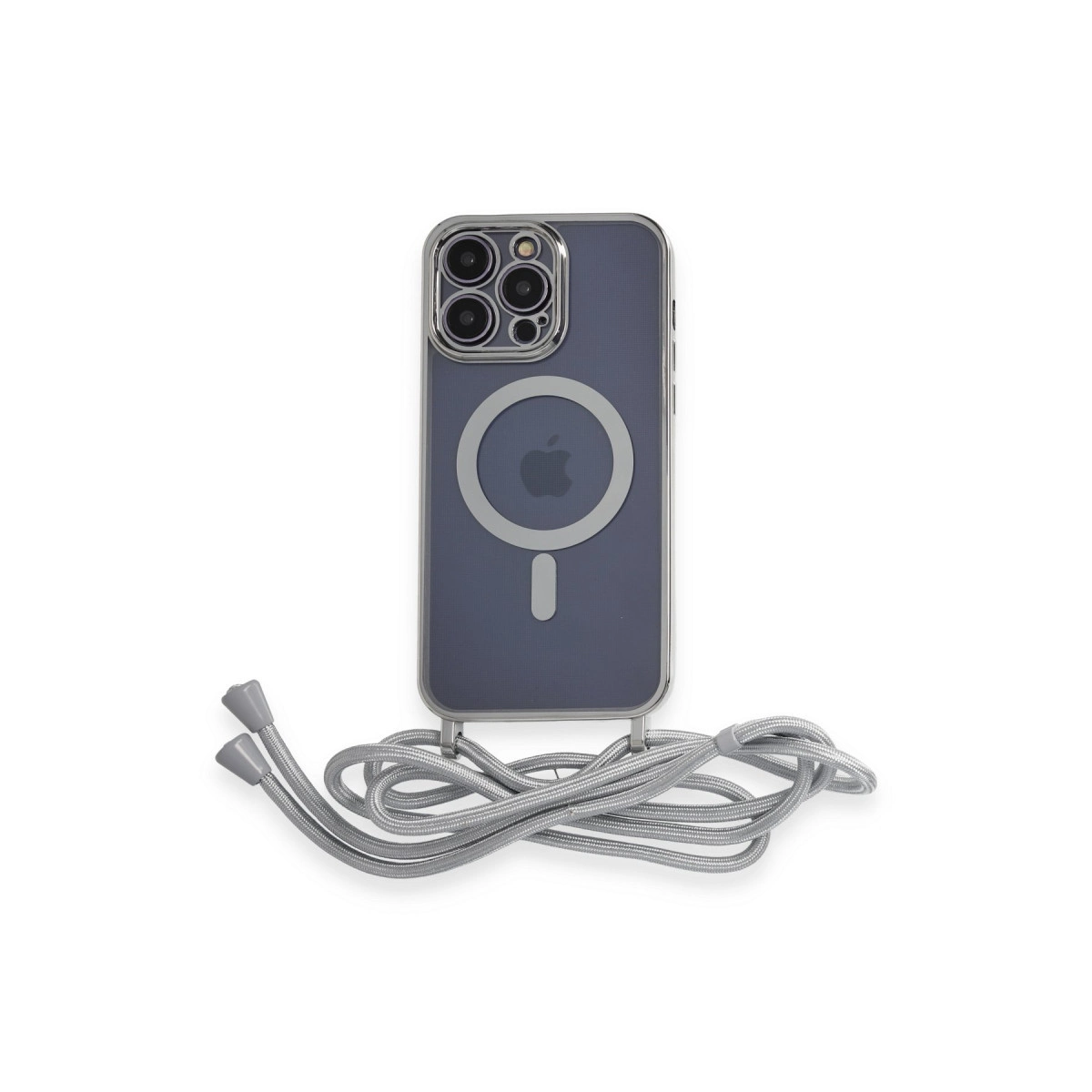 İphone 12 Pro Max Kılıf Divo Lazer Askılı Magsafe Kapak - Gümüş