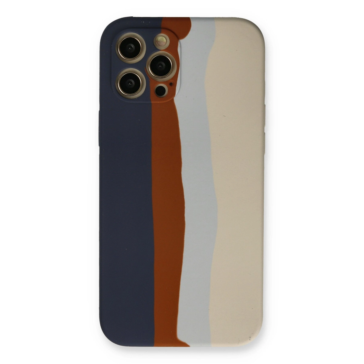 İphone 12 Pro Max Kılıf Ebruli Lansman Silikon - Lacivert-krem