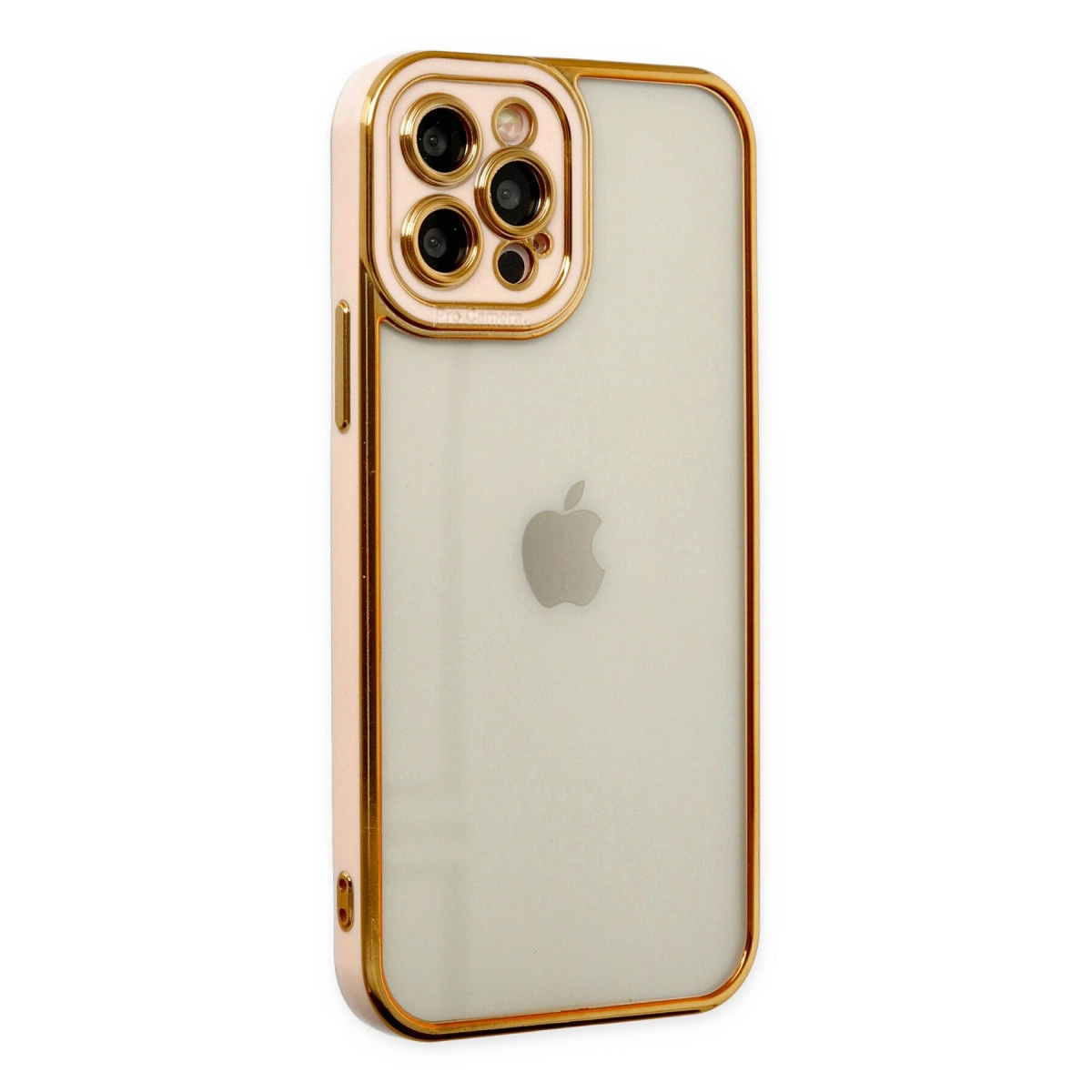 İphone 12 Pro Max Kılıf Liva Lens Silikon - Rose