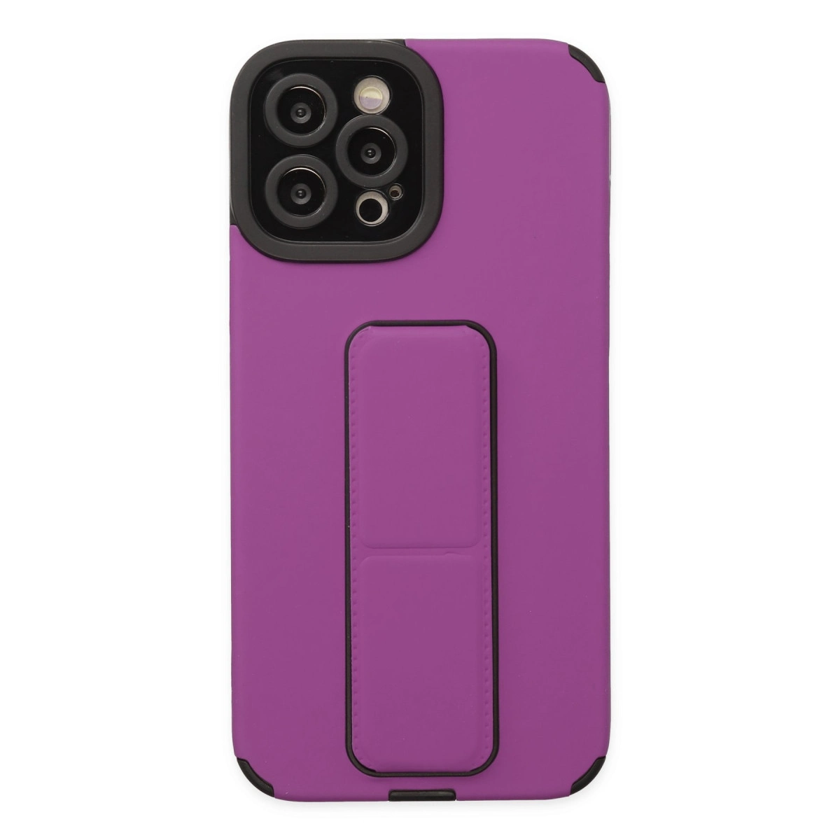 İphone 12 Pro Max Kılıf Mega Standlı Silikon - Mor