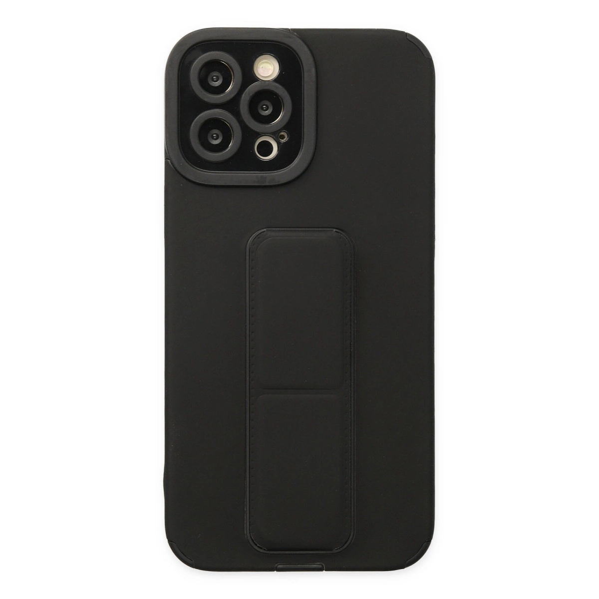 İphone 12 Pro Max Kılıf Mega Standlı Silikon - Siyah