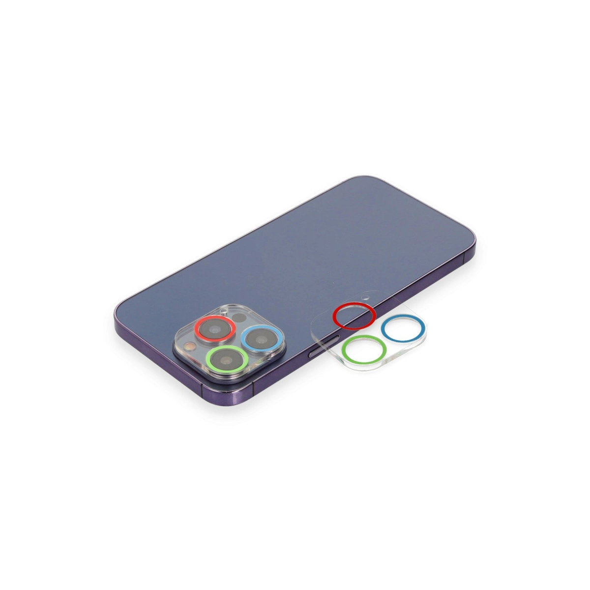İphone 12 Pro Max Renkli Kamera Lens Koruma Cam - Mavi-yeşil