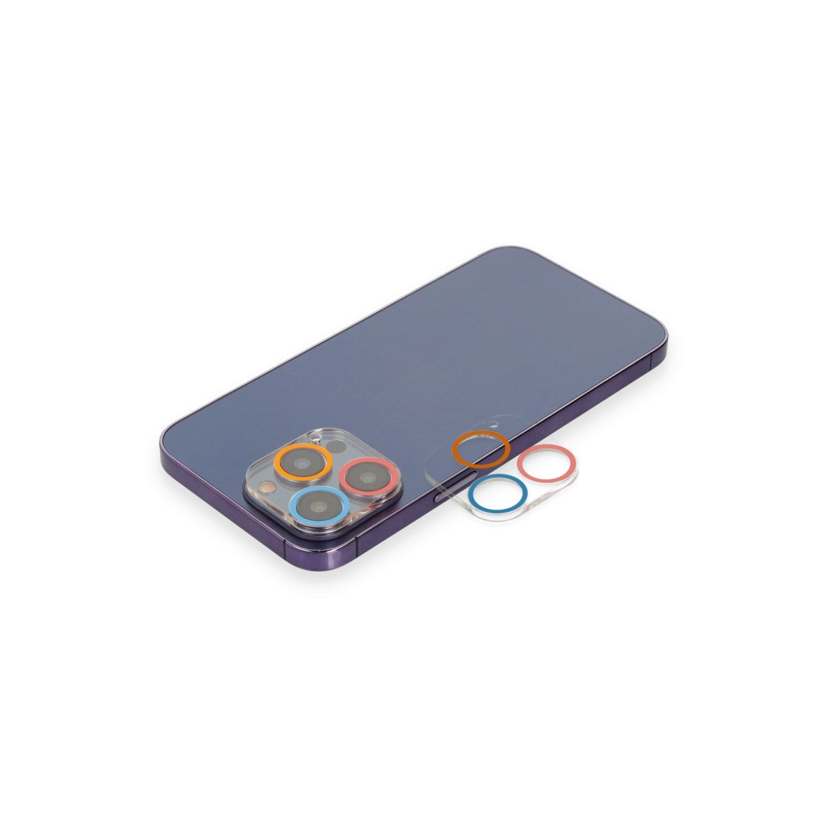 İphone 12 Pro Max Renkli Kamera Lens Koruma Cam - Pembe-mavi