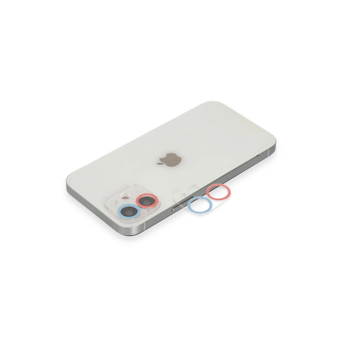İphone 12 Renkli Kamera Lens Koruma Cam - Pembe-mavi