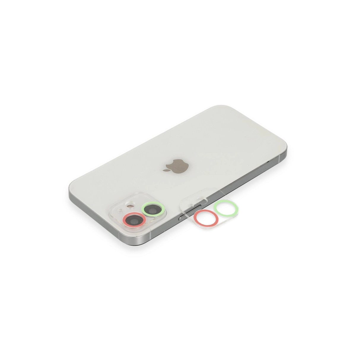 İphone 12 Renkli Kamera Lens Koruma Cam - Yeşil-pembe