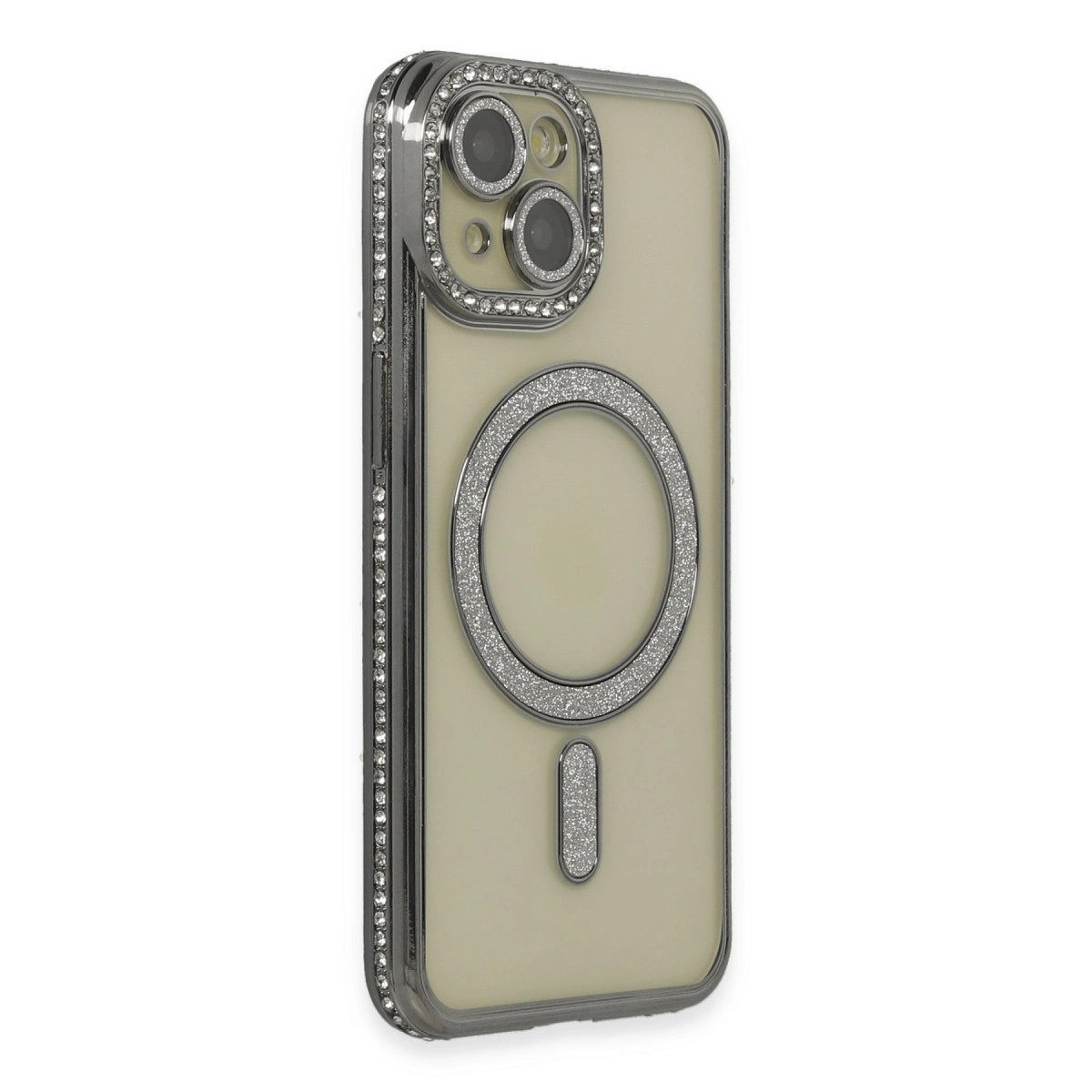 İphone 13 Kılıf Joke Simli Magneticsafe Kılıf - Gri