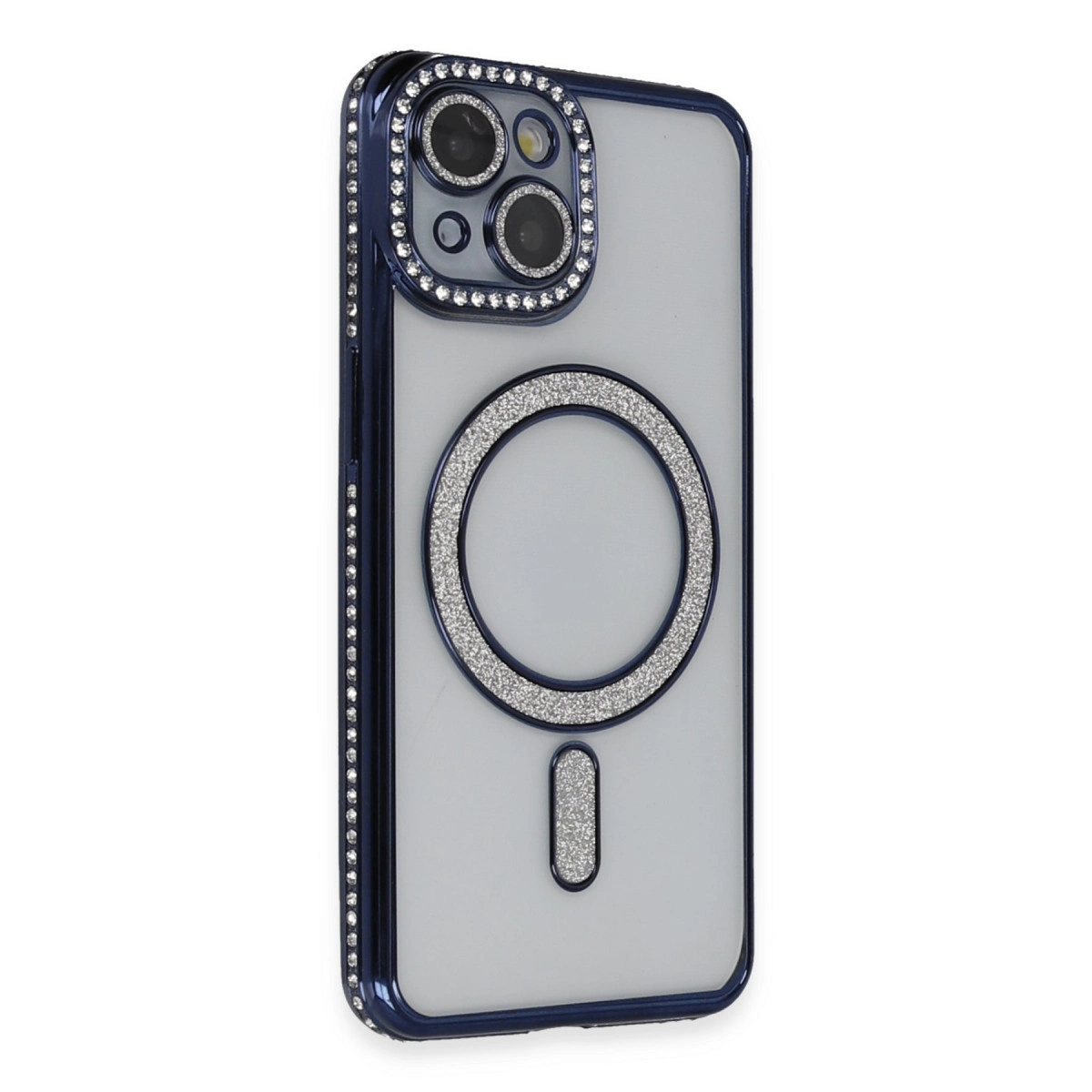 İphone 13 Kılıf Joke Simli Magneticsafe Kılıf - Lacivert