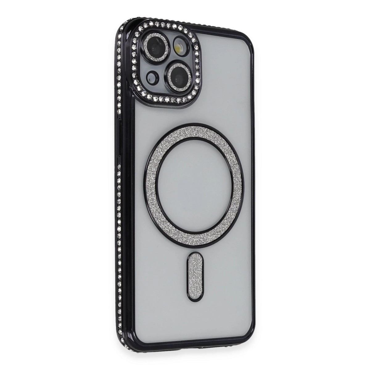 İphone 13 Kılıf Joke Simli Magneticsafe Kılıf - Siyah