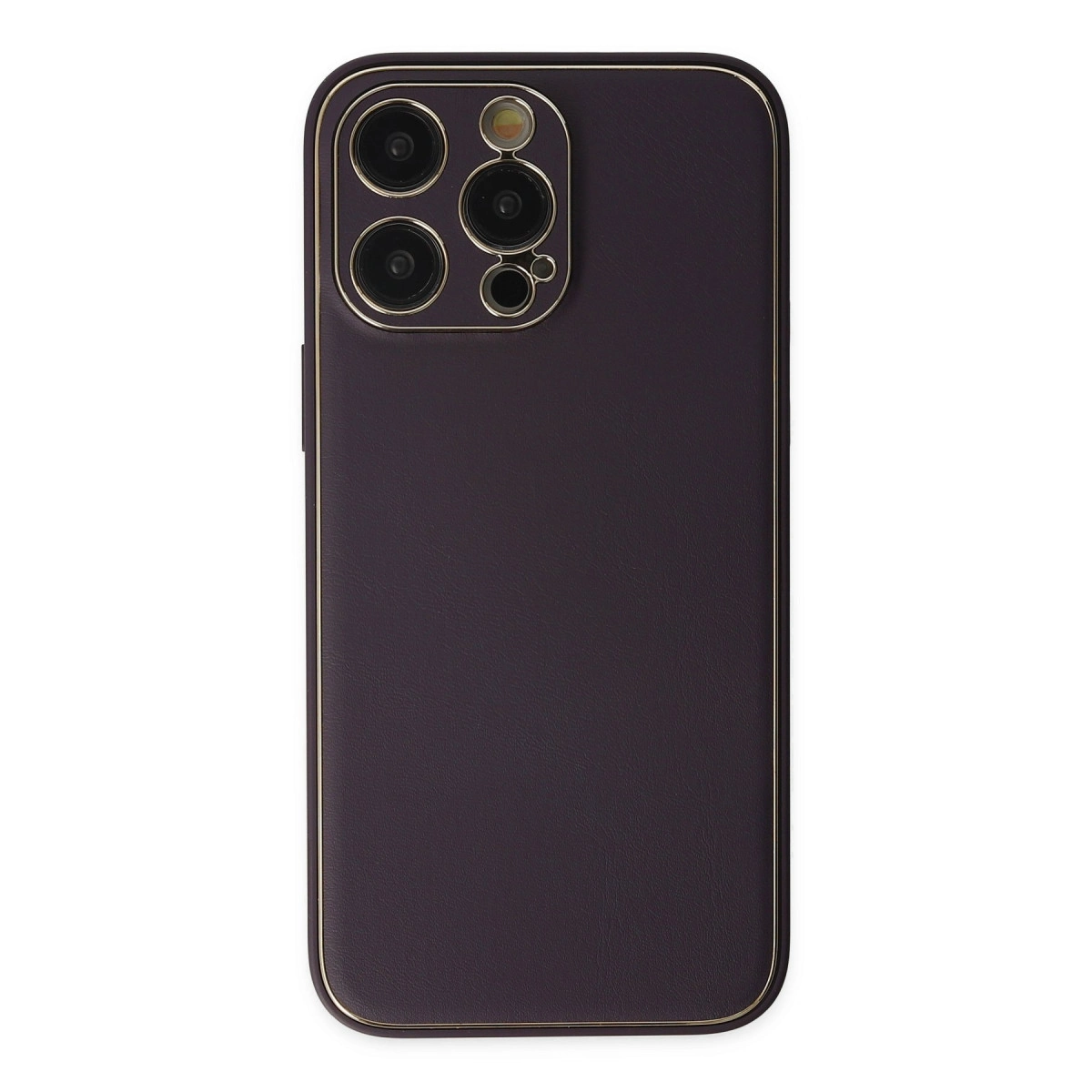 İphone 13 Pro Kılıf Coco Deri Silikon Kapak - Derin Mor