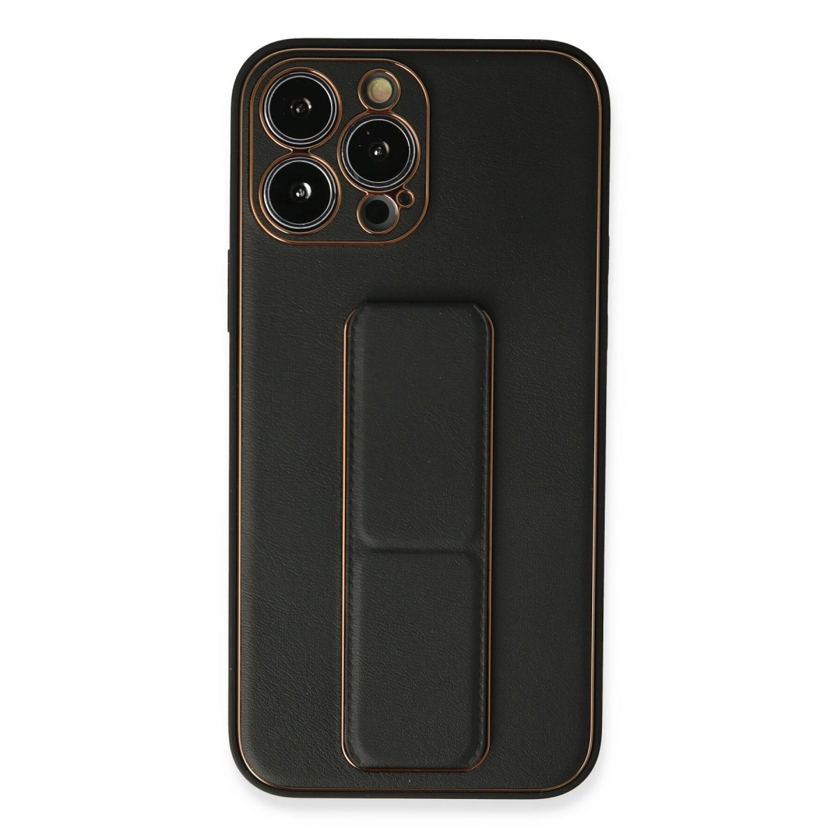 İphone 13 Pro Kılıf Coco Deri Standlı Kapak - Siyah
