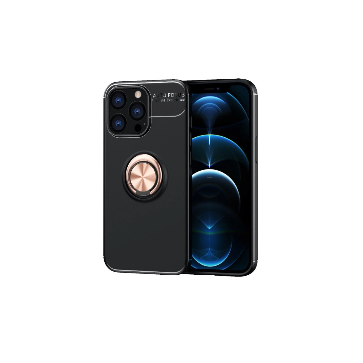 İphone 13 Pro Kılıf Range Yüzüklü Silikon - Siyah-gold