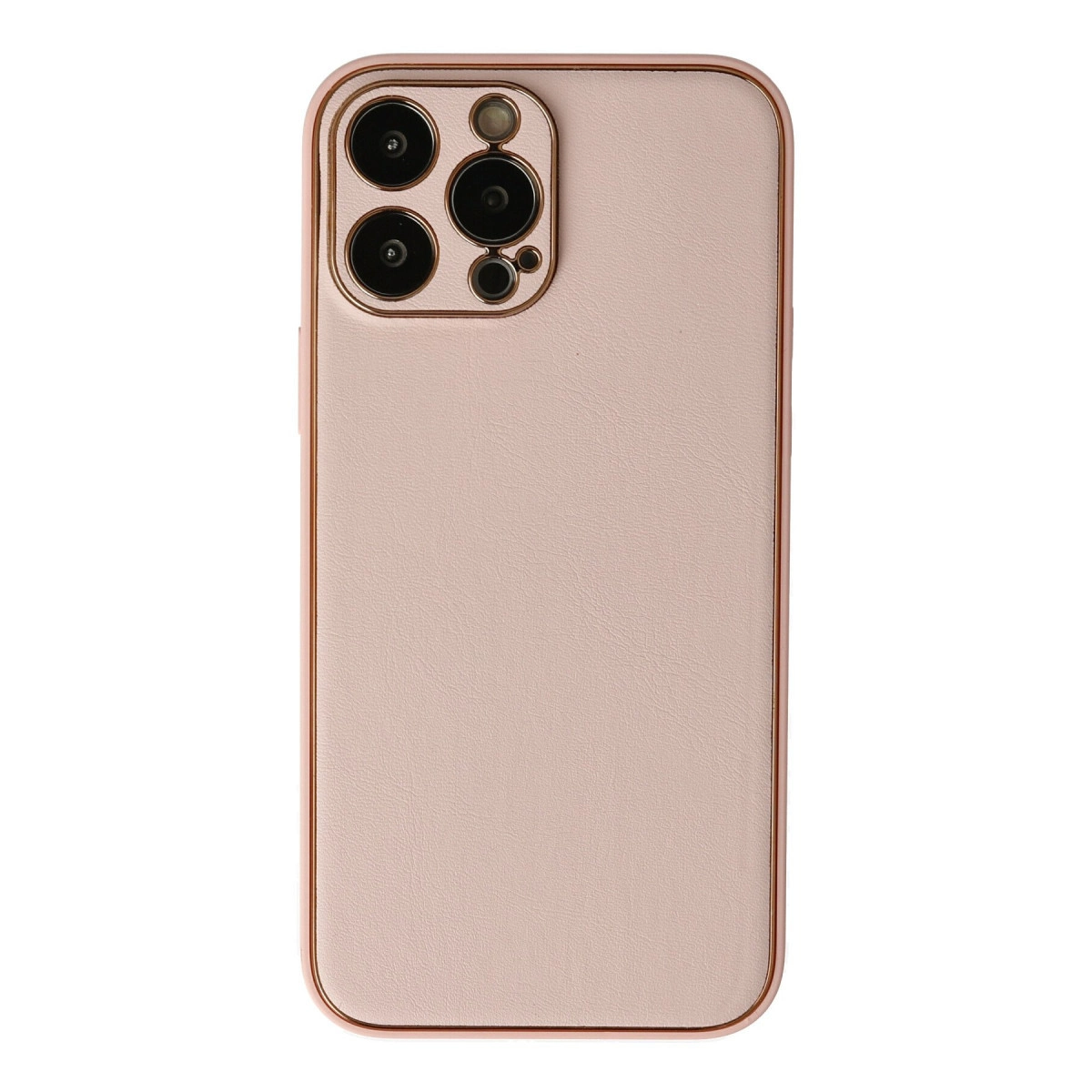İphone 13 Pro Max Kılıf Coco Deri Silikon Kapak - Pudra