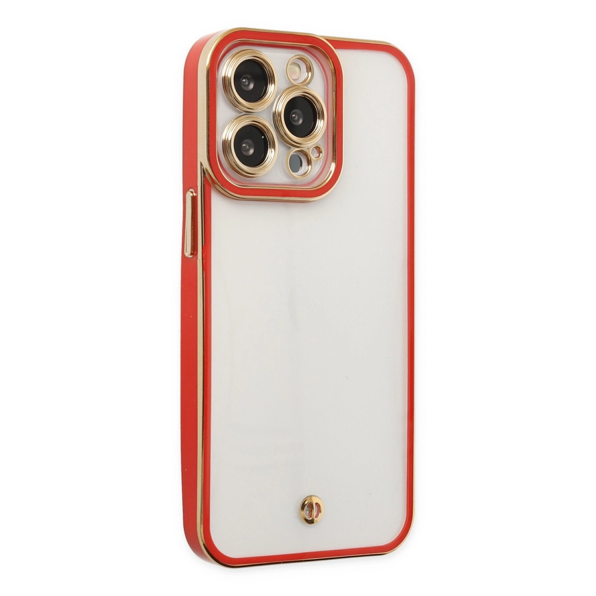 İphone 13 Pro Max Kılıf Liva Lens Silikon - Kırmızı