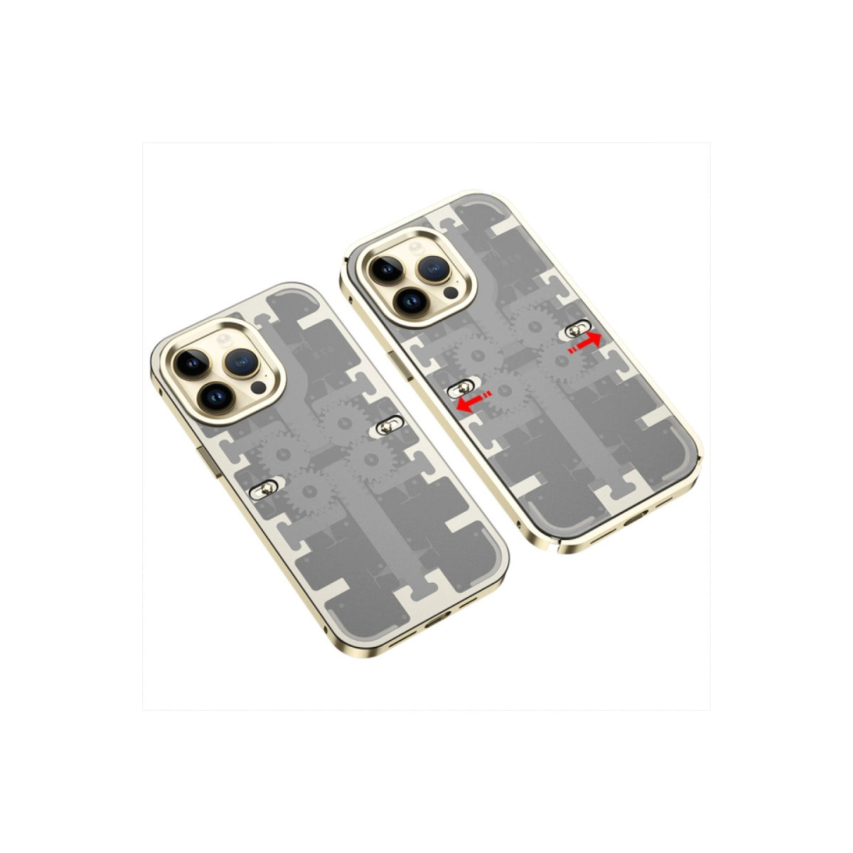 İphone 13 Pro Max Kılıf Mekanik Bumper Kapak - Gold
