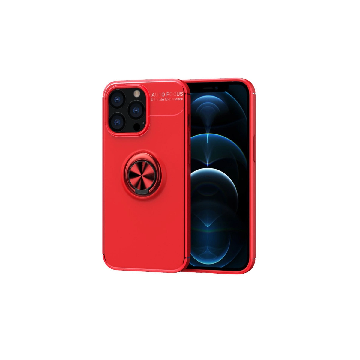 İphone 13 Pro Max Kılıf Range Yüzüklü Silikon - Kırmızı