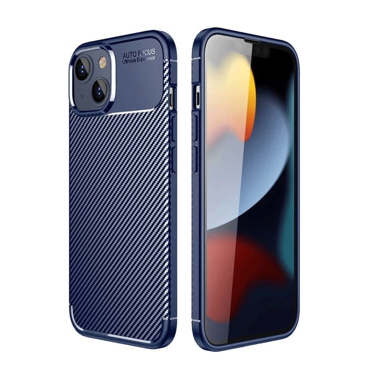 İphone 14 Kılıf Auto Focus Karbon Kapak - Lacivert