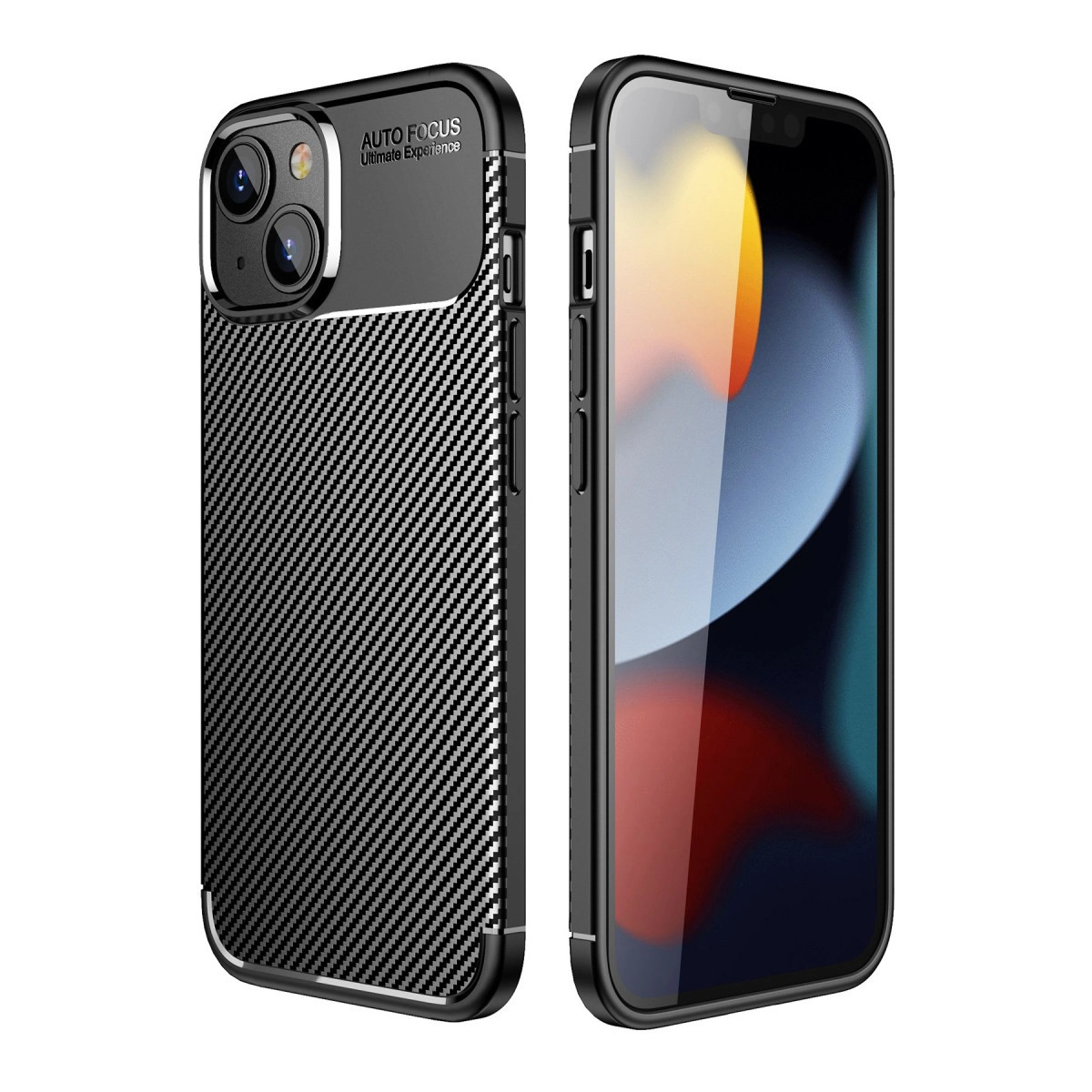 İphone 14 Plus Kılıf Auto Focus Karbon Kapak - Siyah