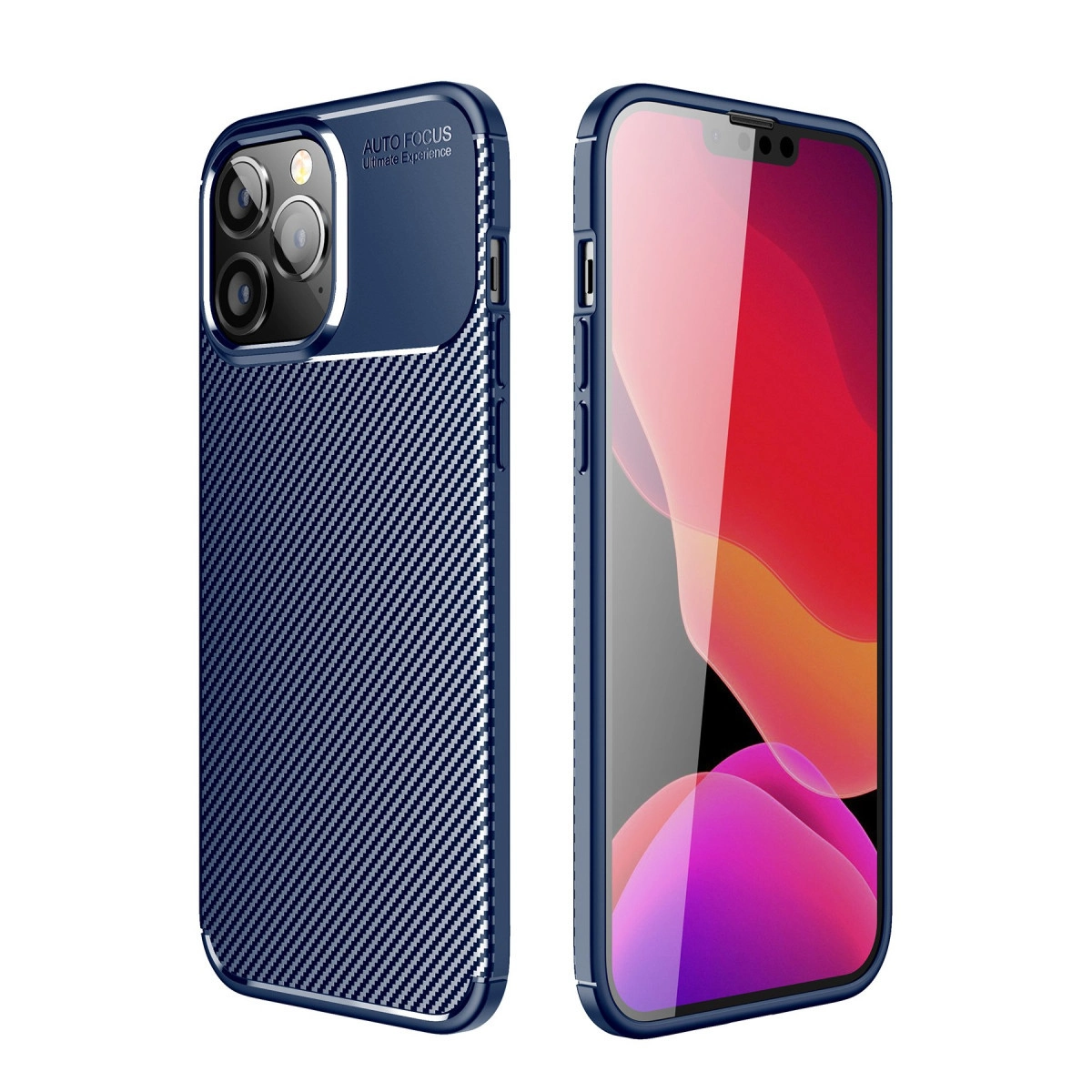 İphone 14 Pro Kılıf Auto Focus Karbon Kapak - Lacivert