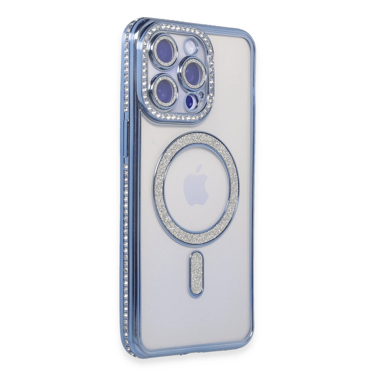 İphone 14 Pro Kılıf Joke Simli Magneticsafe Kılıf - Mavi