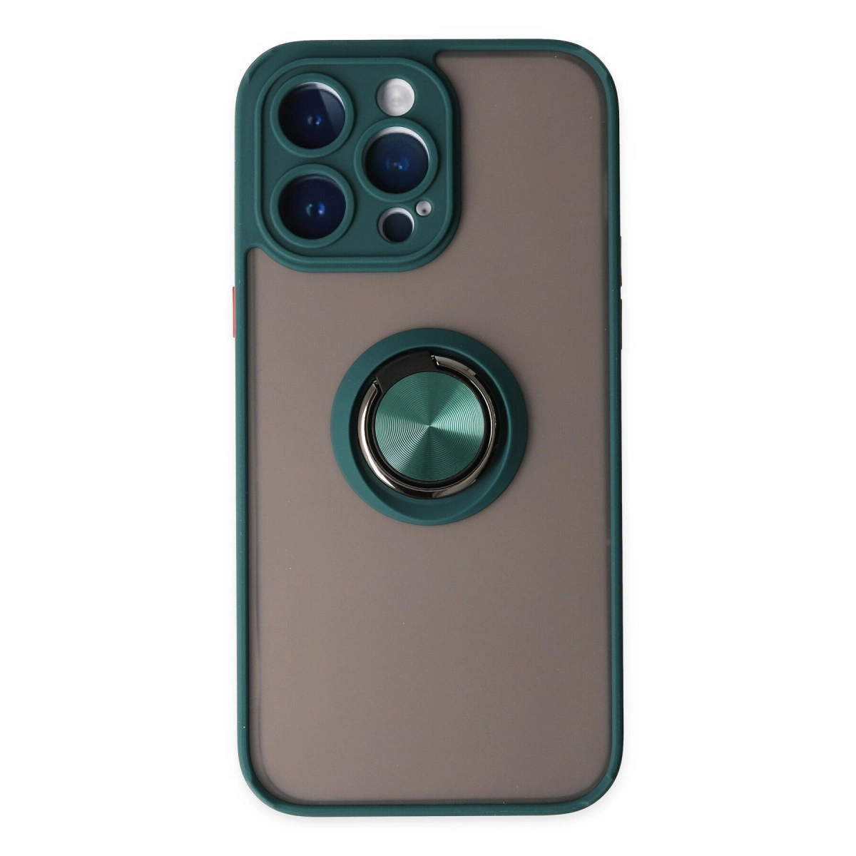 İphone 14 Pro Kılıf Montreal Yüzüklü Silikon Kapak - Yeşil