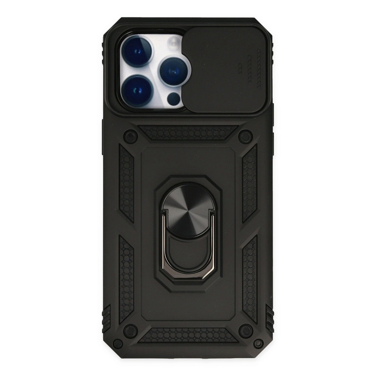 İphone 14 Pro Kılıf Pars Lens Yüzüklü Silikon - Siyah