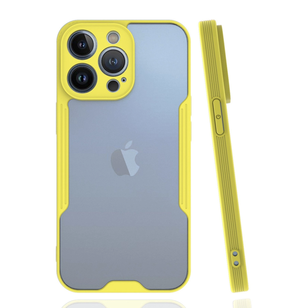 İphone 14 Pro Max Kılıf Platin Silikon - Sarı