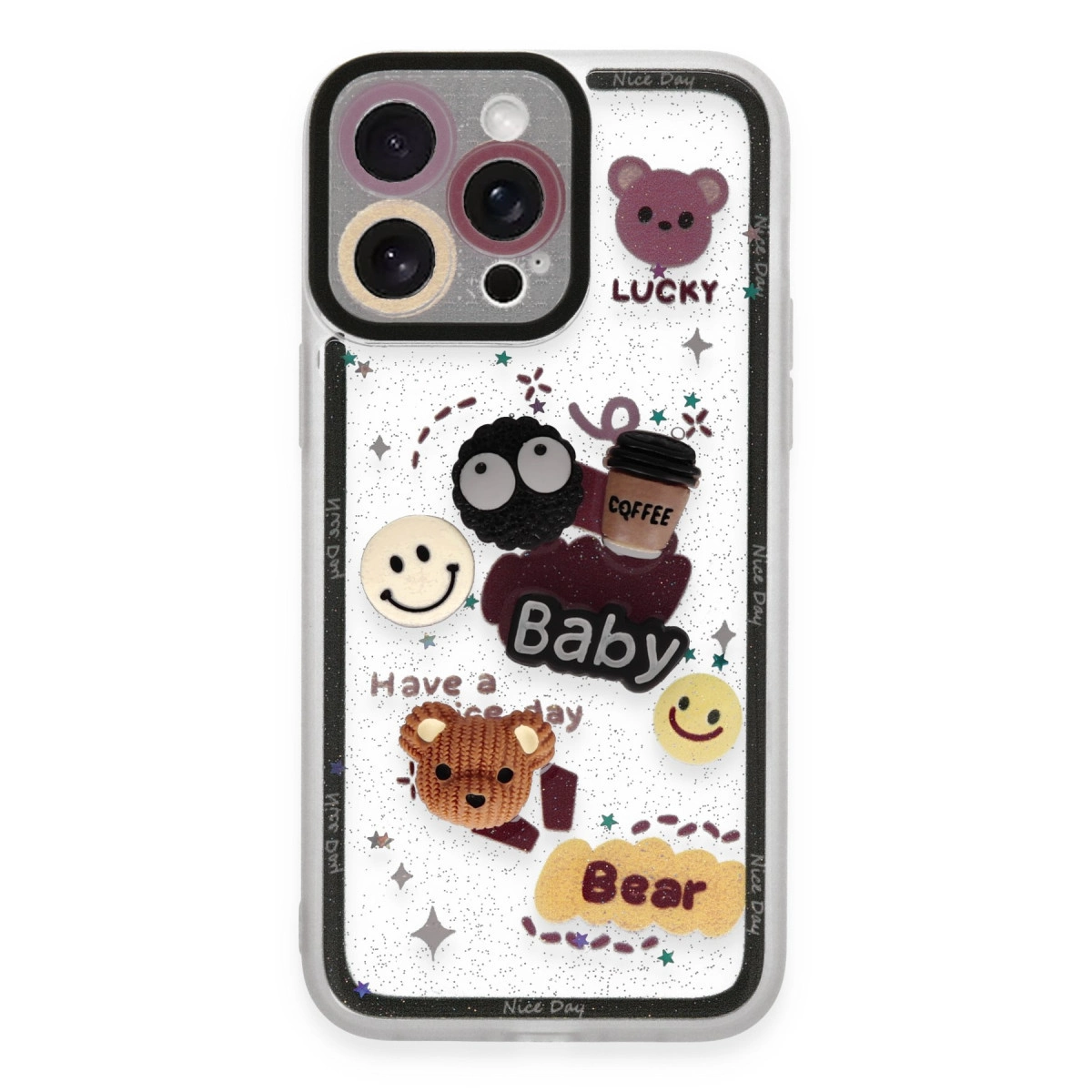 İphone 14 Pro Max Kılıf Sweet Desenli Silikon Kapak - Sarı