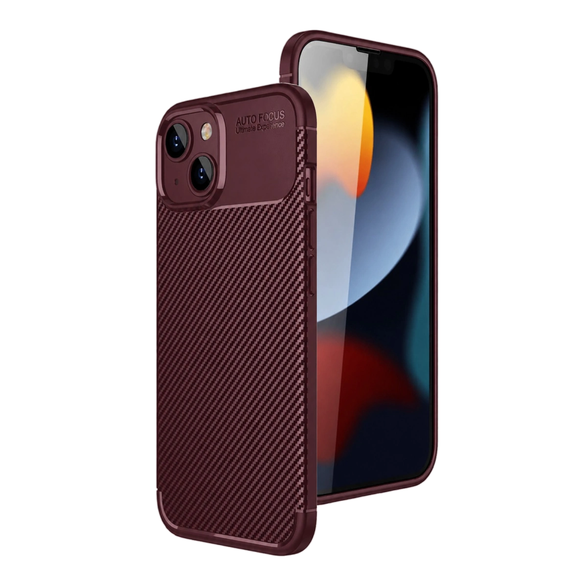 İphone 15 Kılıf Auto Focus Karbon Kapak - Bordo