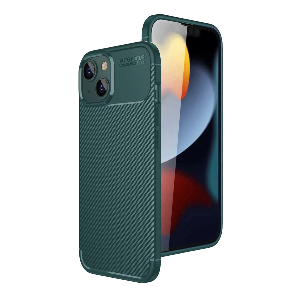 İphone 15 Kılıf Auto Focus Karbon Kapak - Yeşil